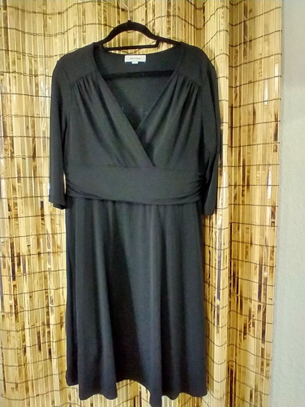 Merona Black Faux-Wrap Knee-Length Dress in Size XL